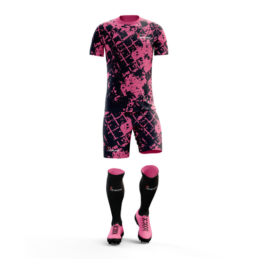 Soccer Uniforms Sets With Jersey & Shorts Sublimated Design Half Sleeves With O Neck