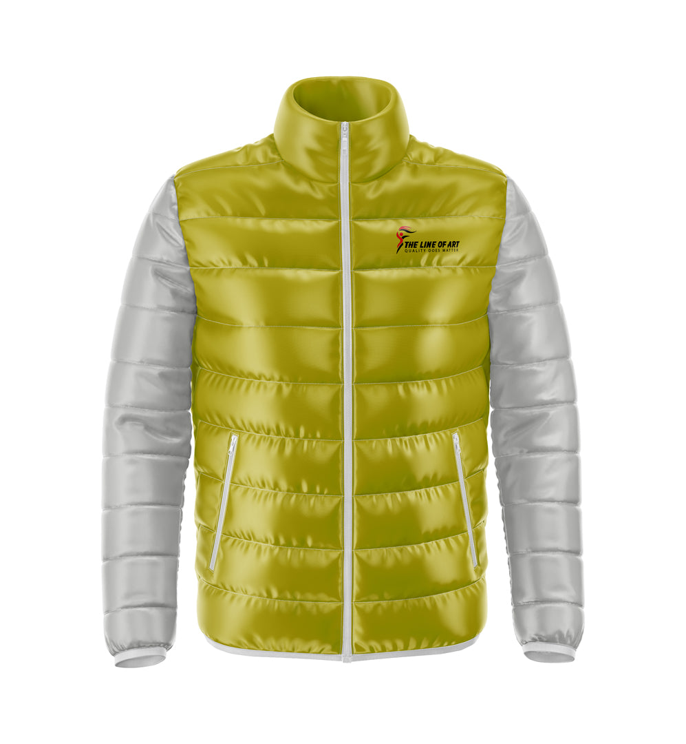 Puffer Jackets For Men With High Neck Design Satin Fabric Zipper Up Winter Jackets