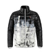 Sublimated Puffer Jackets For Men In Black Color Printed Design Winter Jackets