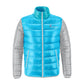 Casual Wear Puffer Jackets For Men Blue Color With Printed Sticker Windproof Jackets