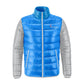 Casual Wear Puffer Jackets For Men Blue Color With Printed Sticker Windproof Jackets